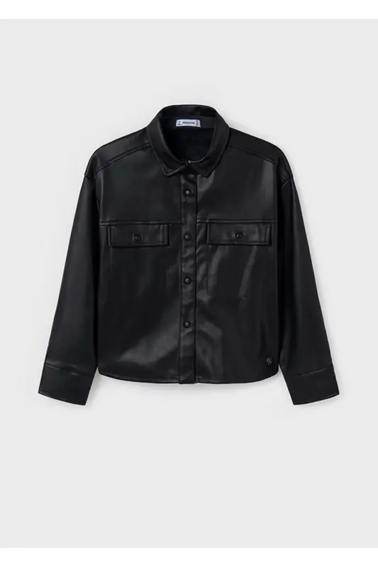 Black Leather Jacket for Girls - MAYORAL