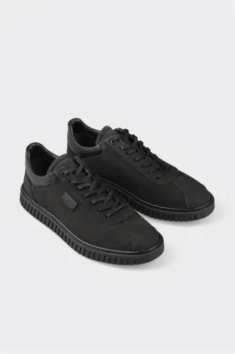 Black Leather Men's Casual Shoes - ELLE SHOES (1)