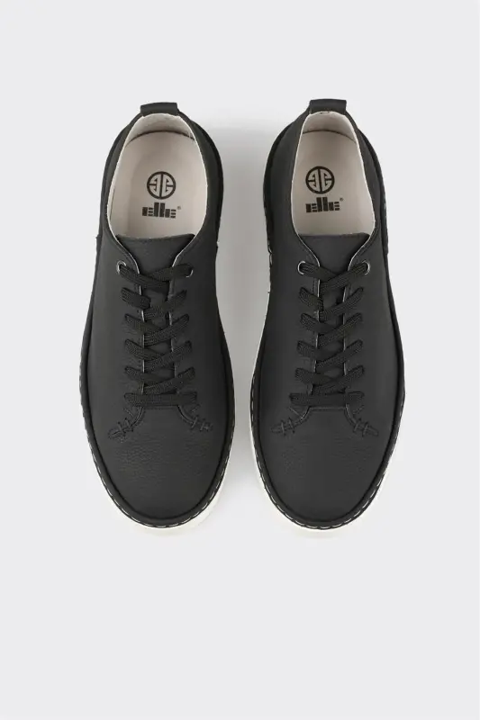 Black Leather Men's Casual Shoes - 4