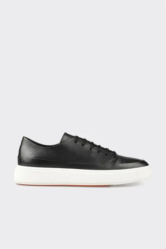 Black Leather Men's Casual Shoes - ELLE SHOES