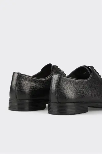 Black Leather Men's Casual Shoes - 5