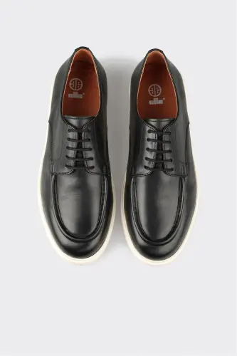 Black Leather Men's Casual Shoes - 4