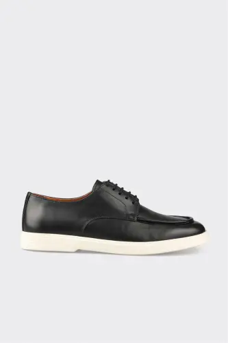 Black Leather Men's Casual Shoes - 1