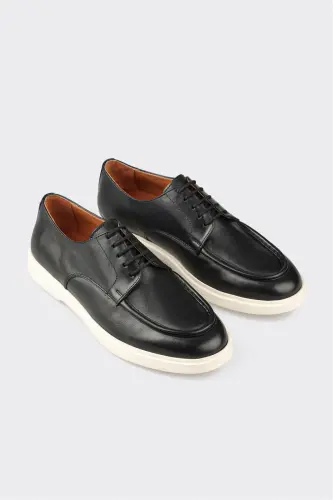 Black Leather Men's Casual Shoes - ELLE SHOES (1)