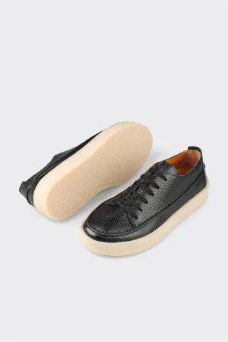 Black Leather Men's Casual Shoes - 3