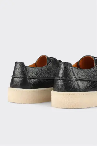 Black Leather Men's Casual Shoes - 5