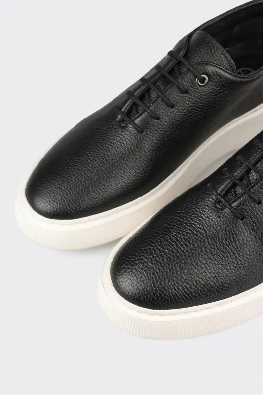 Black Leather Men's Casual Shoes - 2