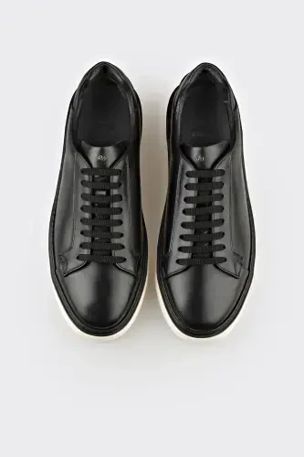 Black Leather Men's Casual Shoes - 4