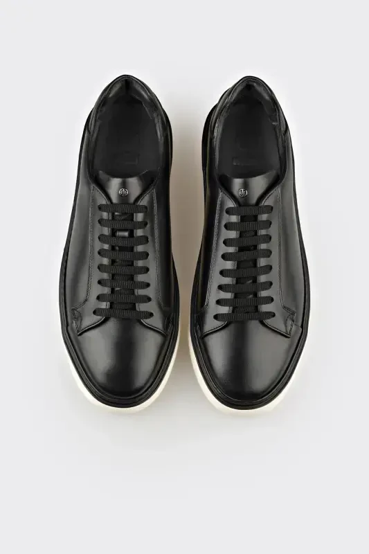 Black Leather Men's Casual Shoes - 4