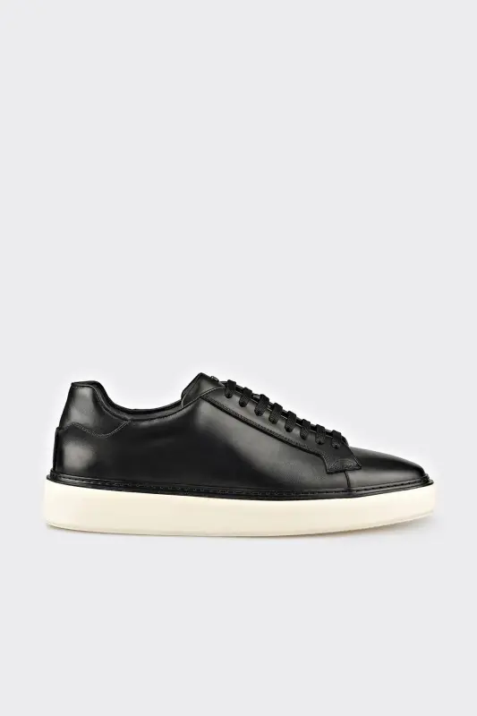 Black Leather Men's Casual Shoes - ELLE SHOES