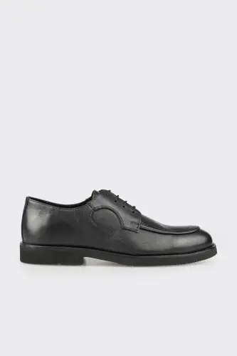 Black Leather Men's Casual Shoes - 1