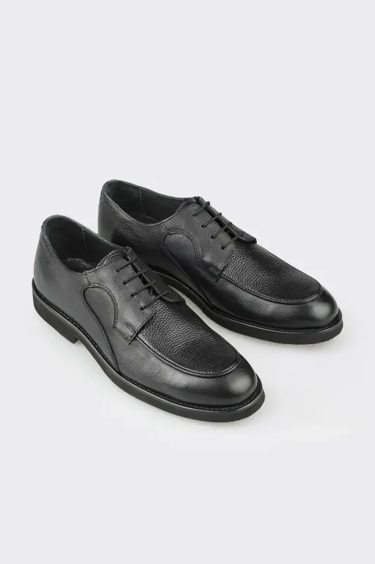 Black Leather Men's Casual Shoes - 2