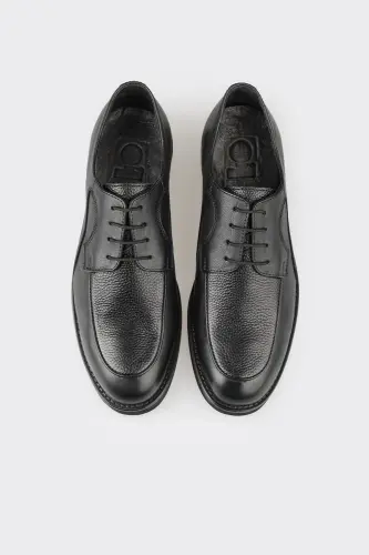 Black Leather Men's Casual Shoes - 4