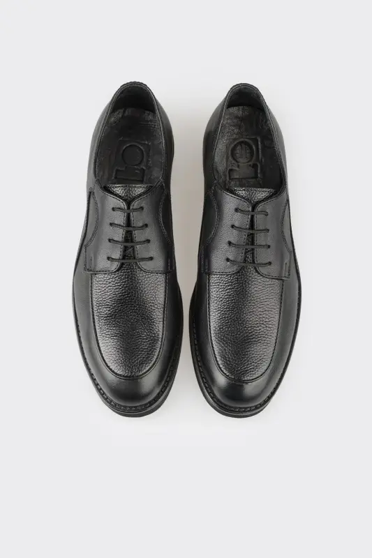 Black Leather Men's Casual Shoes - 4