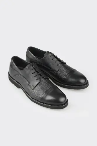 Black Leather Men's Casual Shoes - ELLE SHOES (1)