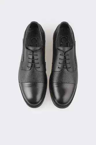Black Leather Men's Casual Shoes - 4