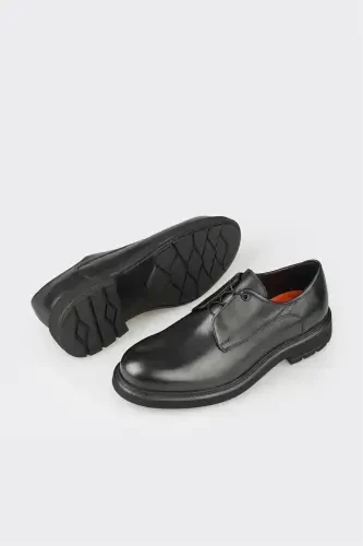 Black Leather Men's Casual Shoes - 3