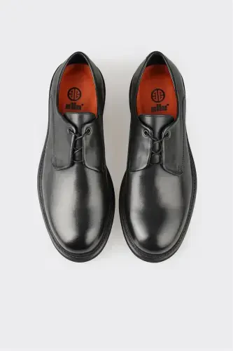 Black Leather Men's Casual Shoes - 4