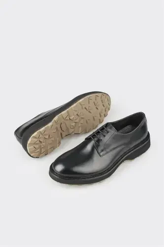 Black Leather Men's Casual Shoes - 3