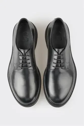 Black Leather Men's Casual Shoes - 4