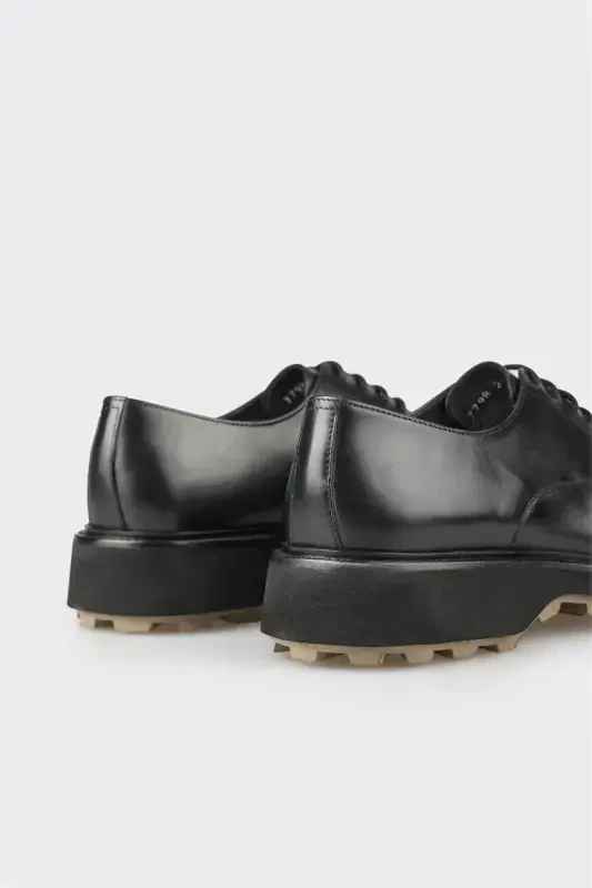Black Leather Men's Casual Shoes - 5