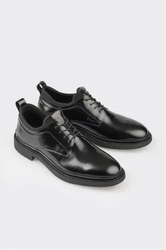 Black Leather Men's Casual Shoes - 2