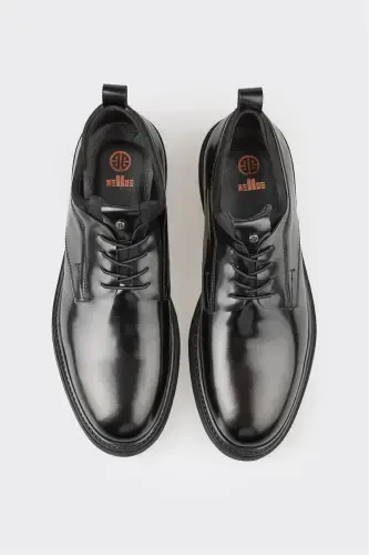 Black Leather Men's Casual Shoes - 4