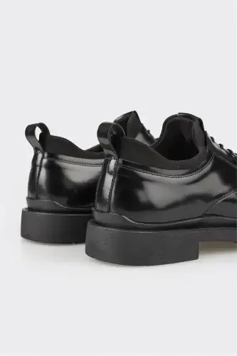 Black Leather Men's Casual Shoes - 5