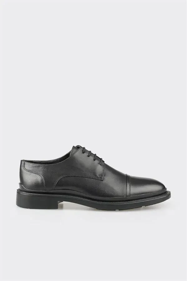 Black Leather Men's Casual Shoes - 1