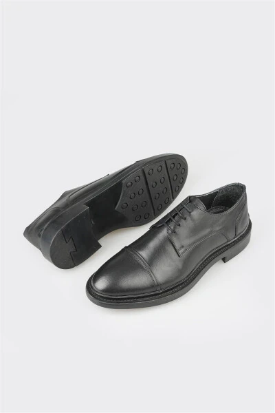 Black Leather Men's Casual Shoes - 3