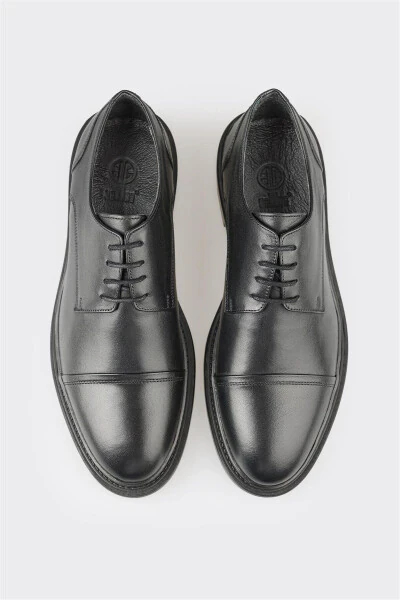 Black Leather Men's Casual Shoes - 4