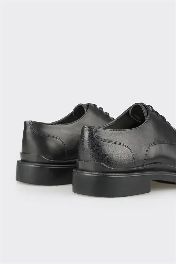 Black Leather Men's Casual Shoes - 5