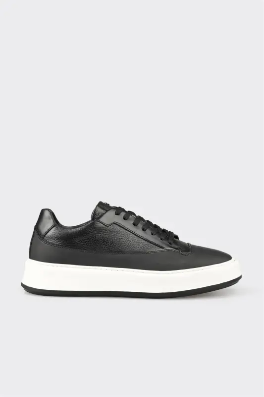 Black Leather Men's Casual Shoes - ELLE SHOES