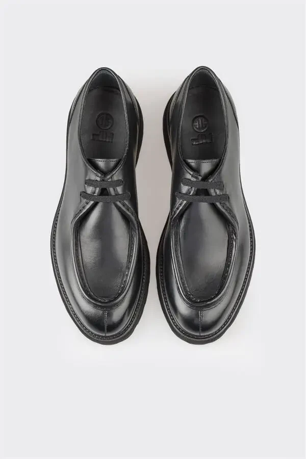 Black Leather Men's Casual Shoes - 4