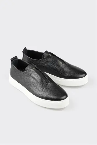 Black Leather Men's Casual Shoes - ELLE SHOES (1)