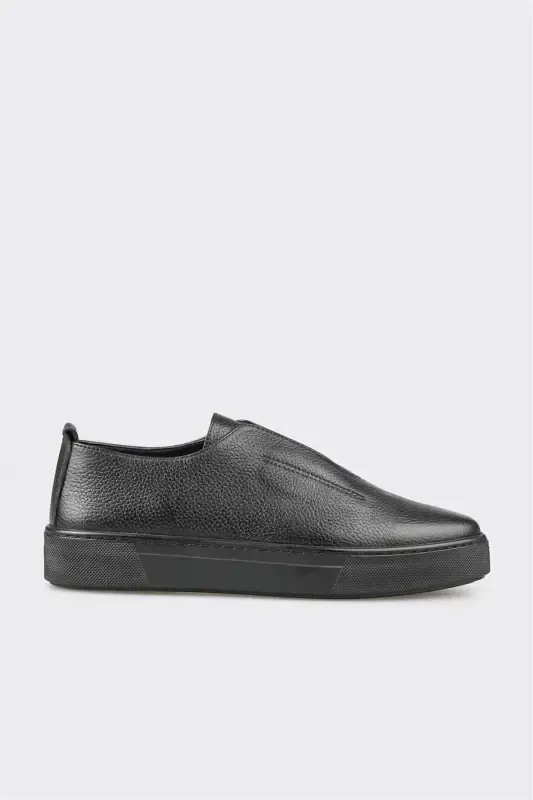 Black Leather Men's Casual Shoes - ELLE