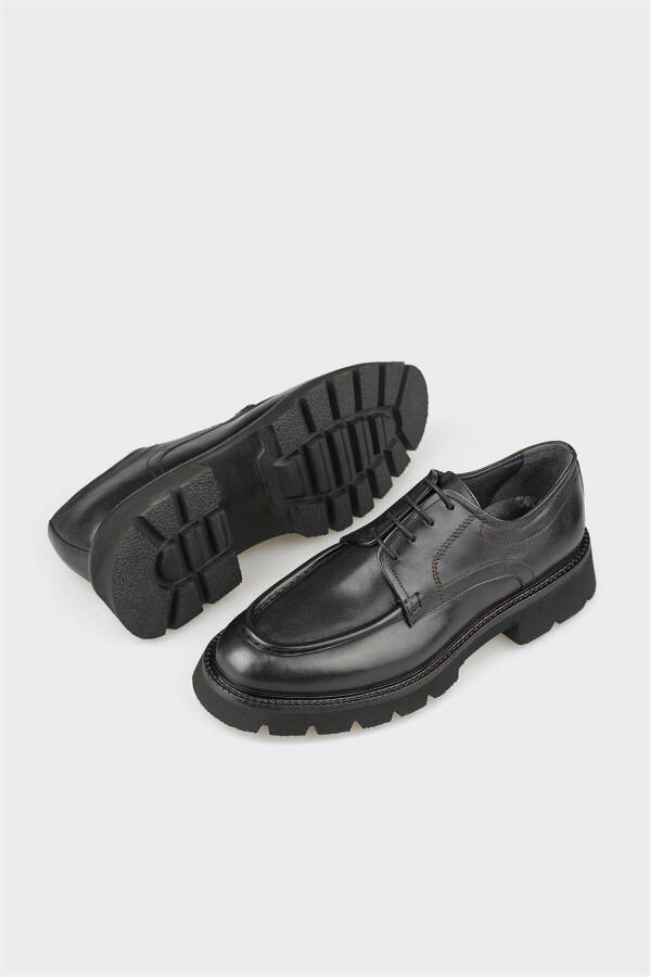 Black Leather Men's Casual Shoes - 3