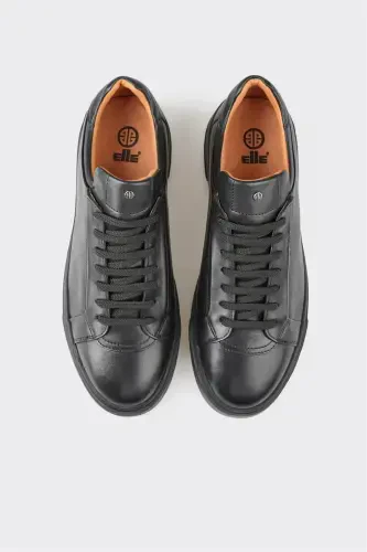 Black Leather Men's Casual Shoes - 4