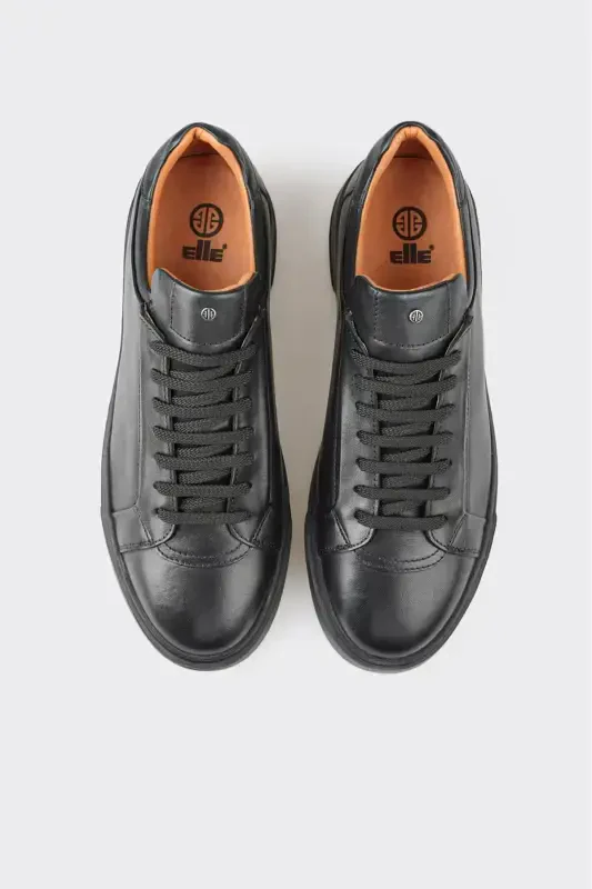 Black Leather Men's Casual Shoes - 4