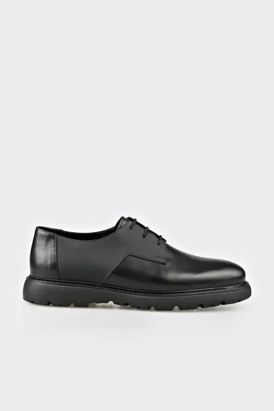 Black Leather Men's Casual Shoes - ELLE SHOES