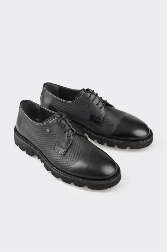 Black Leather Men's Casual Shoes - ELLE SHOES (1)