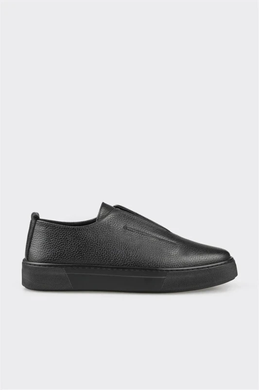 Black Leather Men's Daily Shoes - ELLE