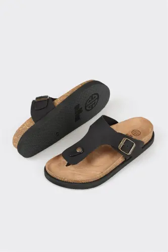 Black Leather Men's Slipper - 3