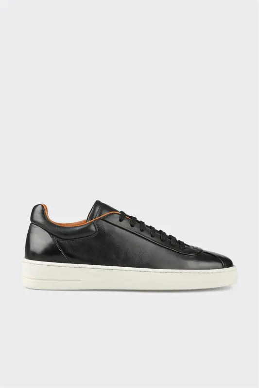 Black Leather Men's Sneaker - 1