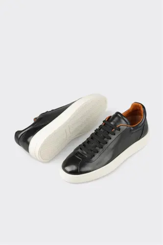 Black Leather Men's Sneaker - 3