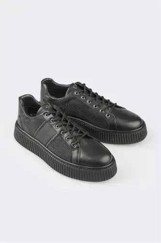 Black Leather Men's Sneaker - 2