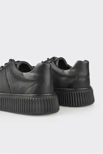 Black Leather Men's Sneaker - 5