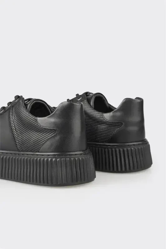 Black Leather Men's Sneaker - 5