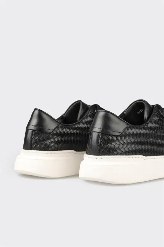 Black Leather Men's Sneakers - 5