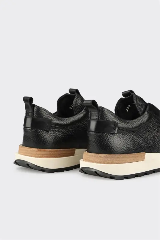 Black Leather Men's Sneakers - 5